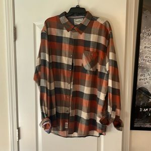 Flag & Anthem Rust Plaid Check Flannel Men’s Long Sleeve Button Front Shirt XXL